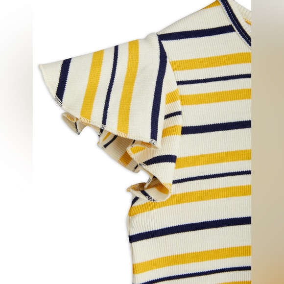 MINI RODINI | Stripe Ribbed Wing A-Line Girls Dress | Size 2-3 T - Picture 5 of 6